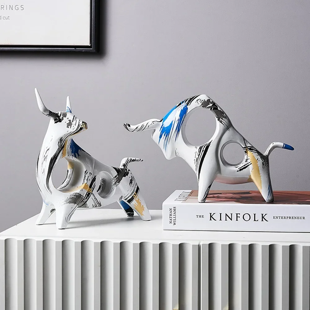 

modern minimalist home decor figurines for interior miniature Figurine cow statue figure miniatures desk Home Decor Accessories