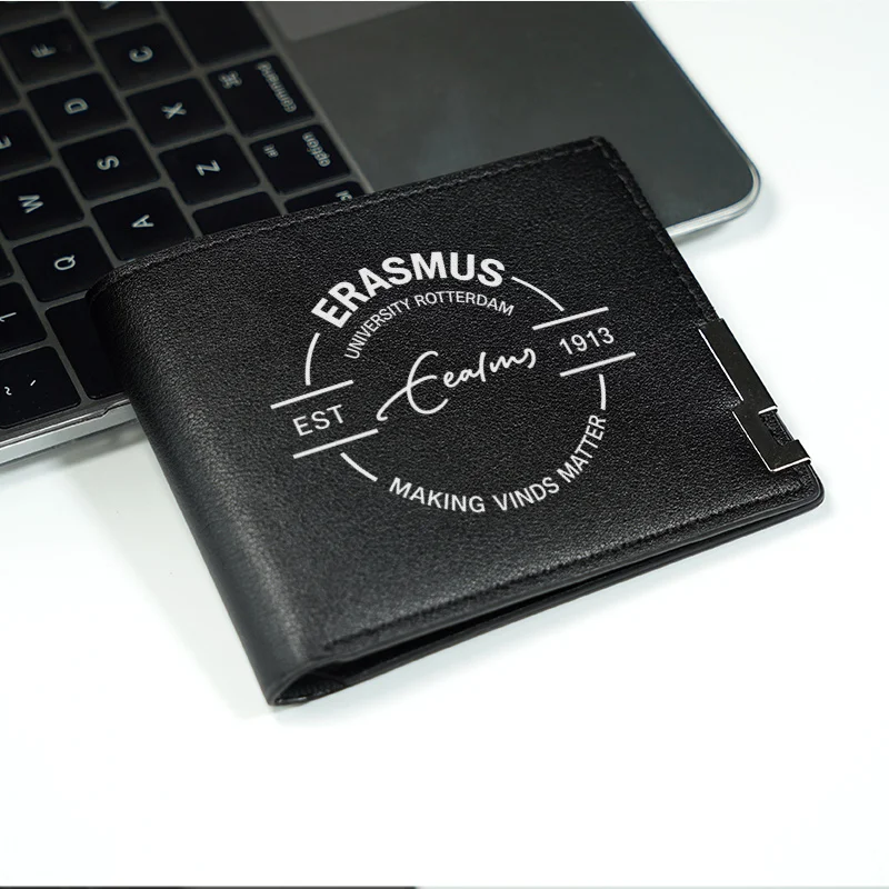 ERASMUS UNIVERSITY ROTTERDAM 1913 ELEGANCKI PORTFEL MĘSKI PU MINIMALISTYCZNY DESIGN LEPKI TRWAŁY STYL BIZNESOWY DO UŻYTKU CODZIENNEGO