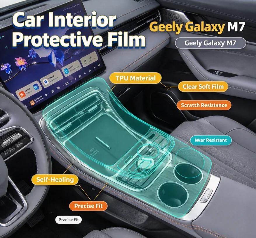 For 2026 models [Geely-Galaxy M7] interior center console button paint surface transparent TPU protective film