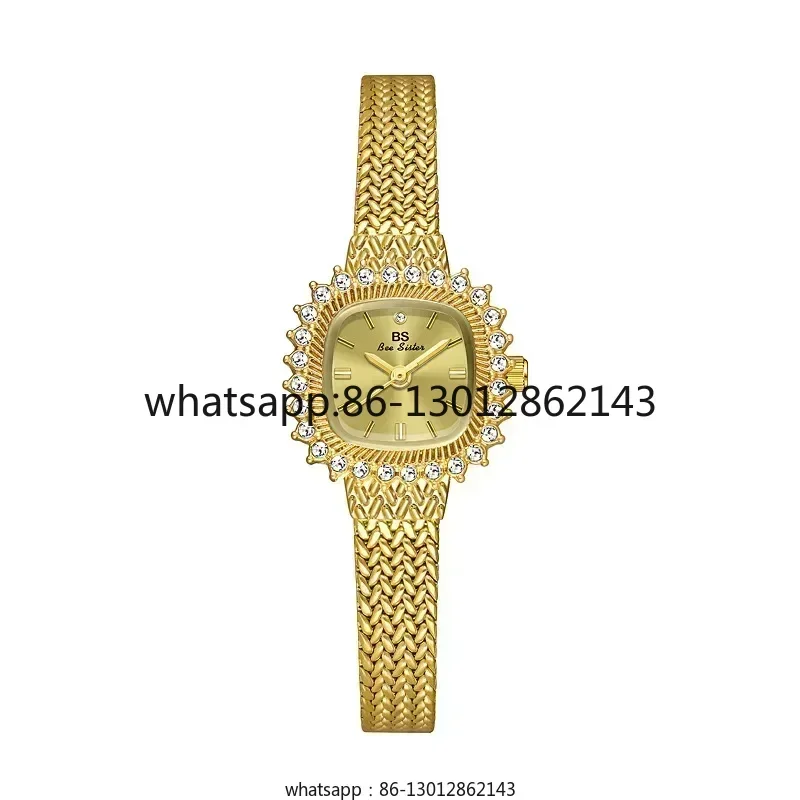 

Маленькие квадратные мини-часы с пшеничными ушками, немеханические подарочные часы-браслет