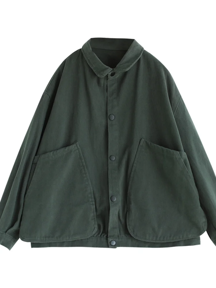 Ele Großer Irt-Mantel für Damen, lang, Sve, Umlegekragen, Knopfleiste, Cargo-Kette, Winter-Oberbekleidung, lässige Passform