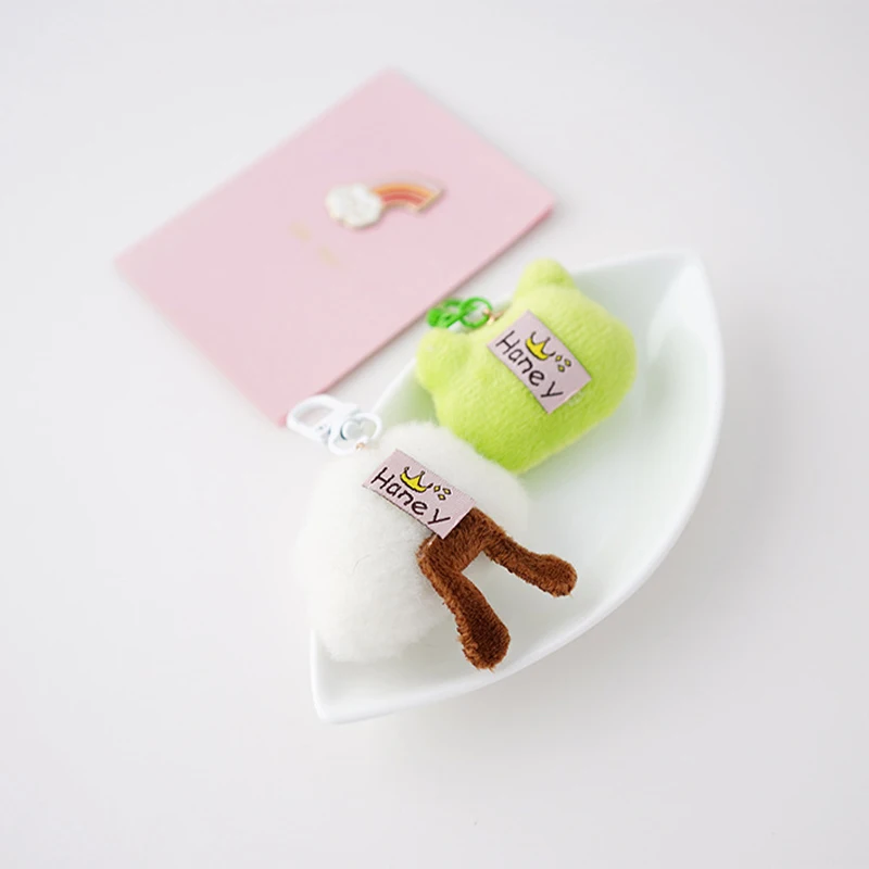 Cute Plush Bear Keyring For Women Girls Cartoon Rabbit Kawaii Keychain Unique Design Car Keys Chains