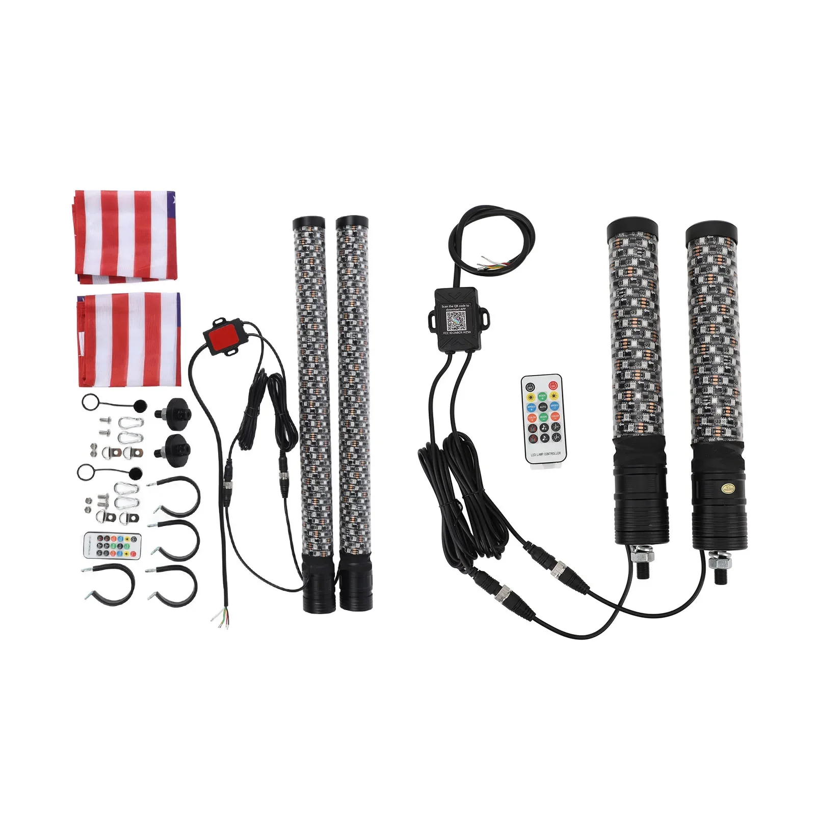 300 Patterns Sound Activated Chasing Whip Lights for RZR UTV ATV Off Road 2pcs 3FT Spiral RGB LED Whip Light 10 Speed Settings