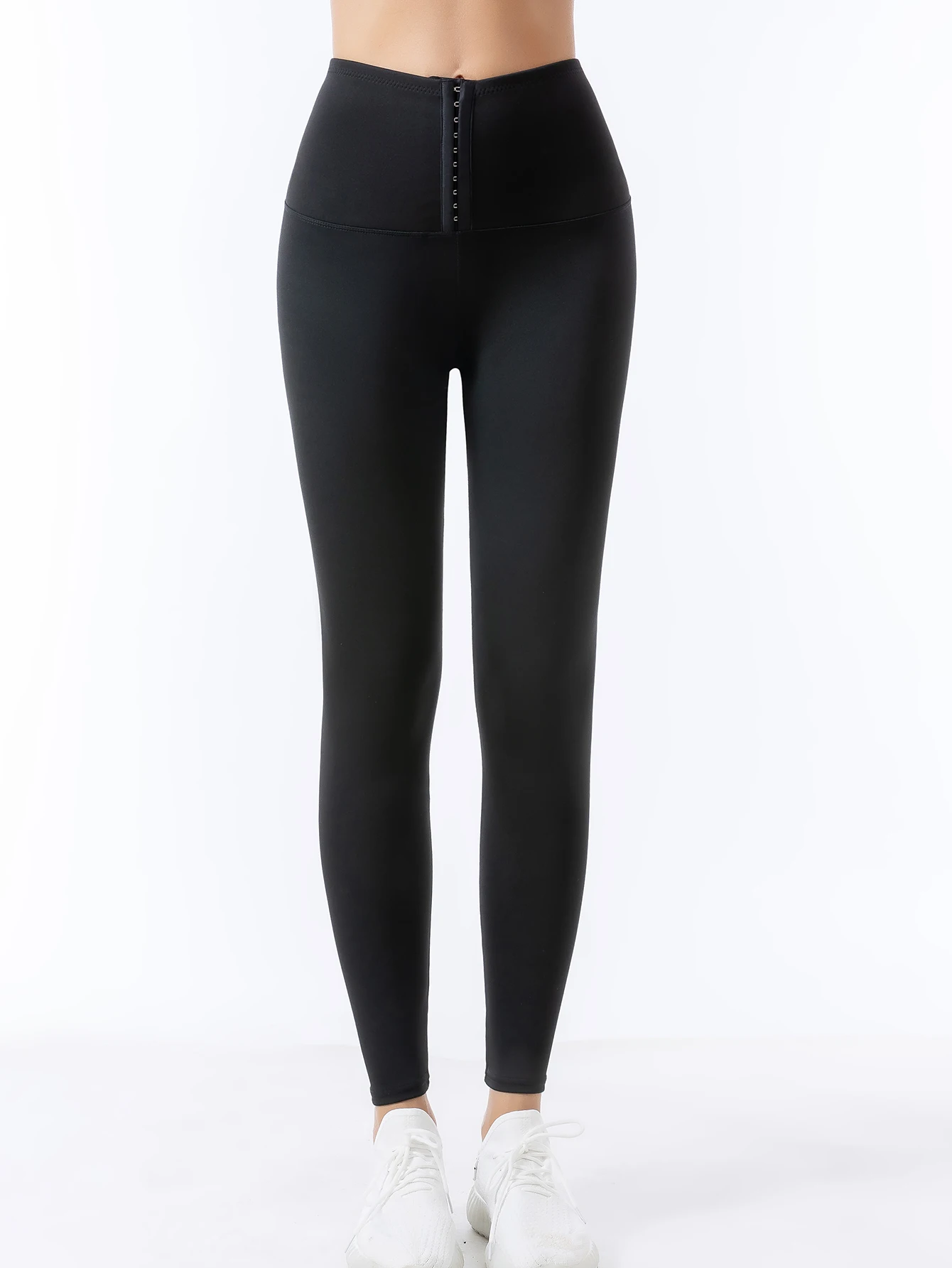 سراويل القرش السوداء مقاس تسع بوصات للنساء للربيع والخريف سراويل شد البطن بأزرار سفلية بعد الولادة للتخسيس والتشكيل #3