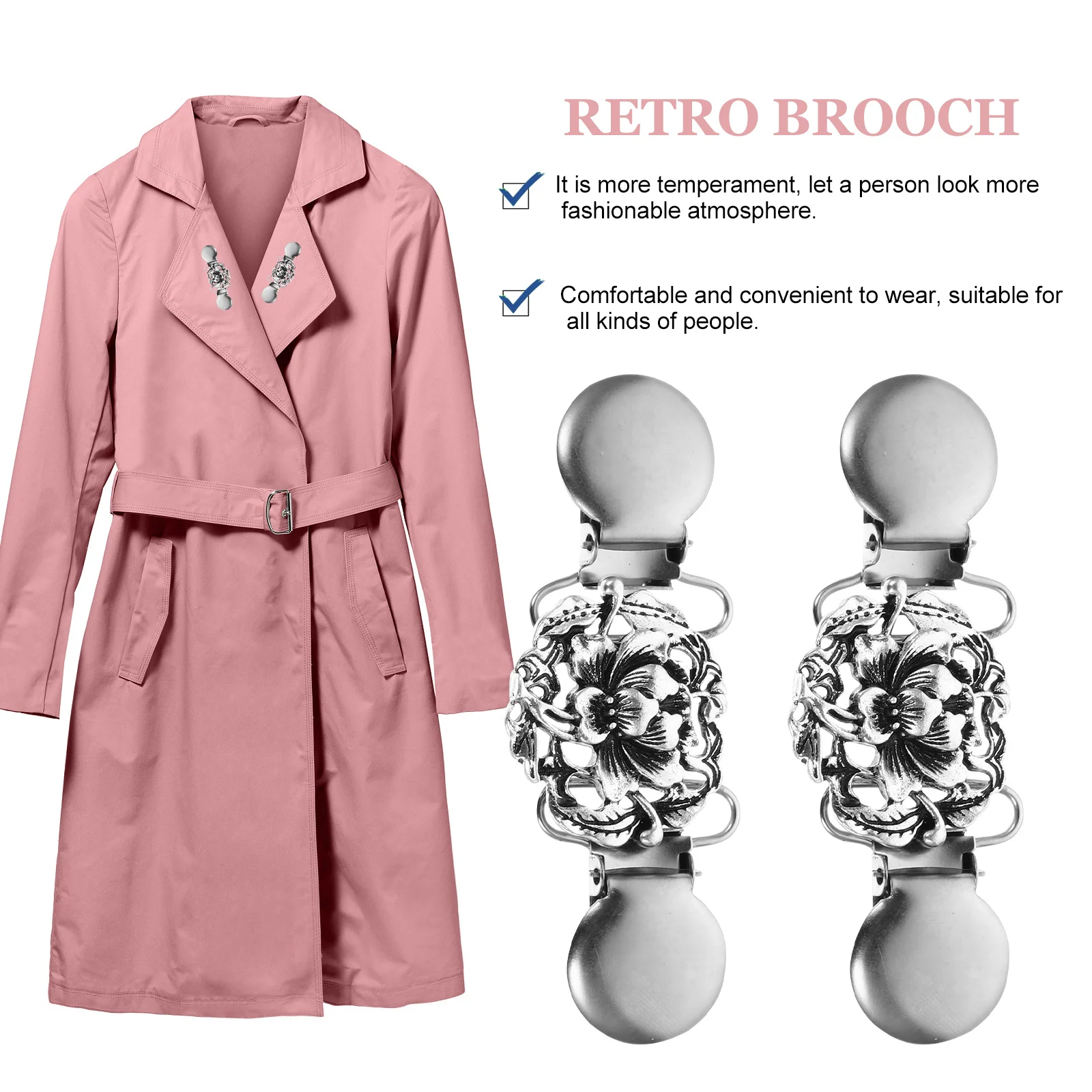 

2Pcs Fashionable Dressing Buckle Temperament Enhancing Metal Clasp for Scarves Elegant Lustrous Decor Scarf Buckles