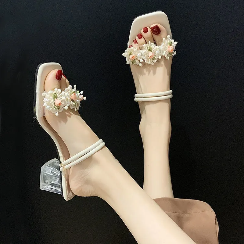 Female 2024 New Sandals Fairy Style Korean Edition Fashion Summer Flower Sandals Slippers High Quality Facility Women\'s Shoes