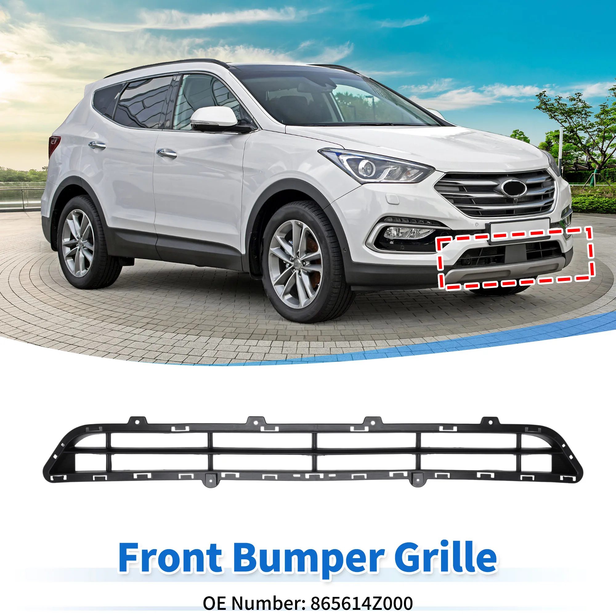 

UXCELL Lower Grille Front Bumper Grille for Hyundai Santa Fe 13-16 Bumper Cover Grille
