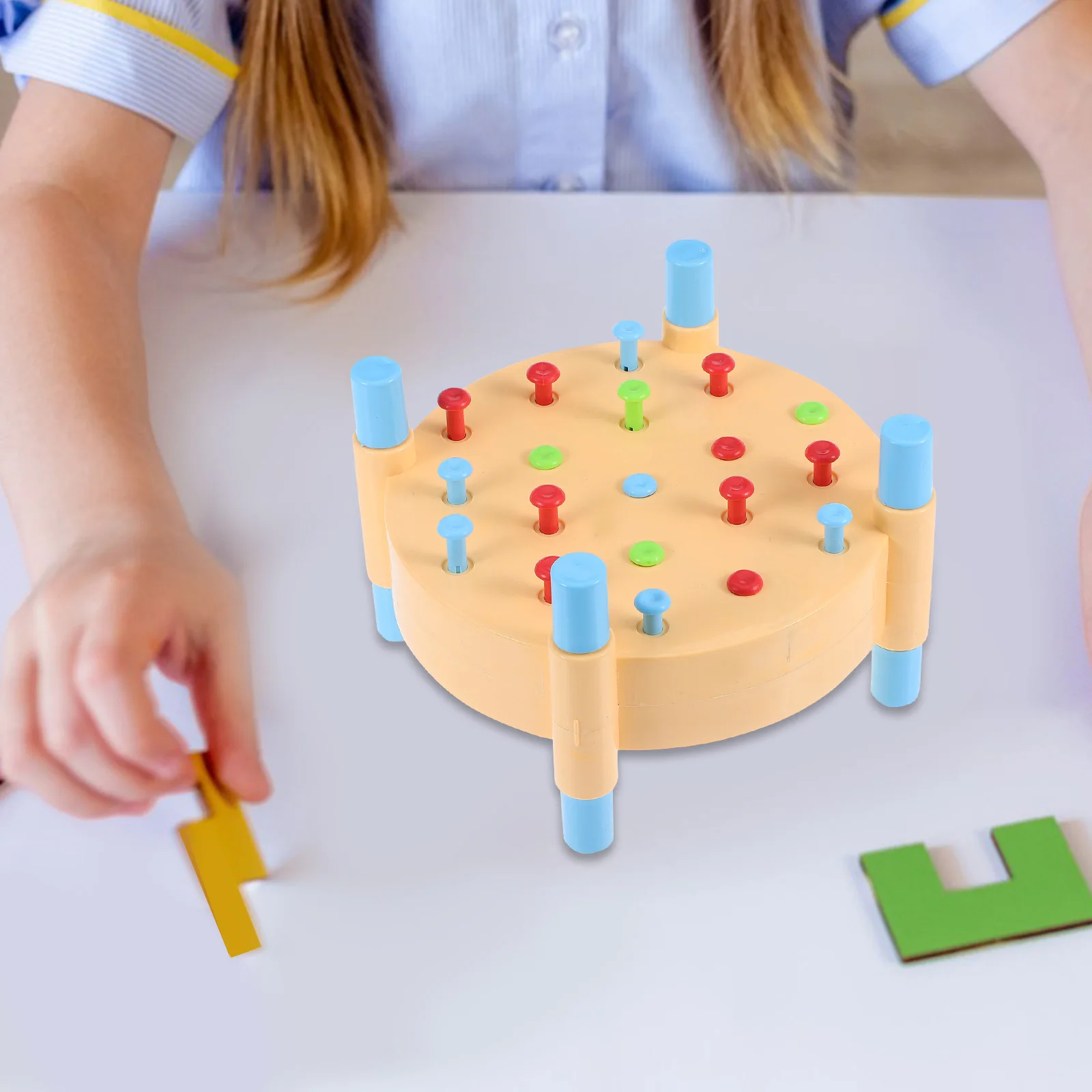 1セット モンテッソーリ ハンマリング カラフル パンディングベンチ 手と目の協調 細かい運動能力 幼児学習ゲーム 子供向け