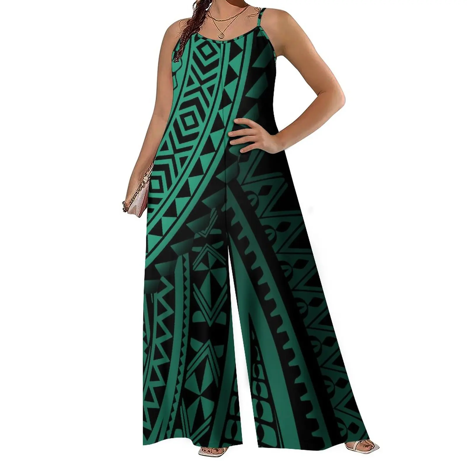 New Arrivals Casual Rompers Big Size 8xl Women Jumpsuit Red And Black Polynesian Low Price Wide Leg Jumpsuits Drop Shipping