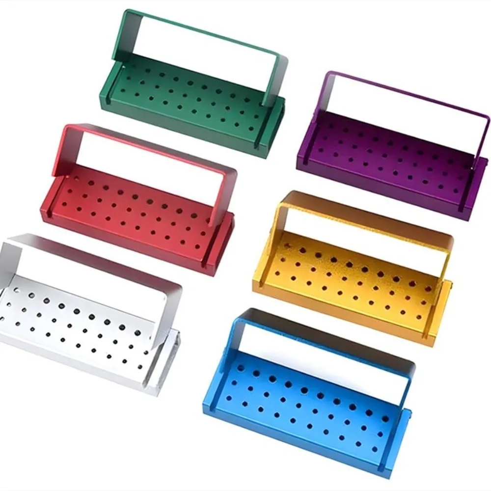 30 Holes Dental Bur Block Holder High Speed Low Speed Disinfection Box Case Autoclavable Gold Handpiece Burs Block Dental Clinic