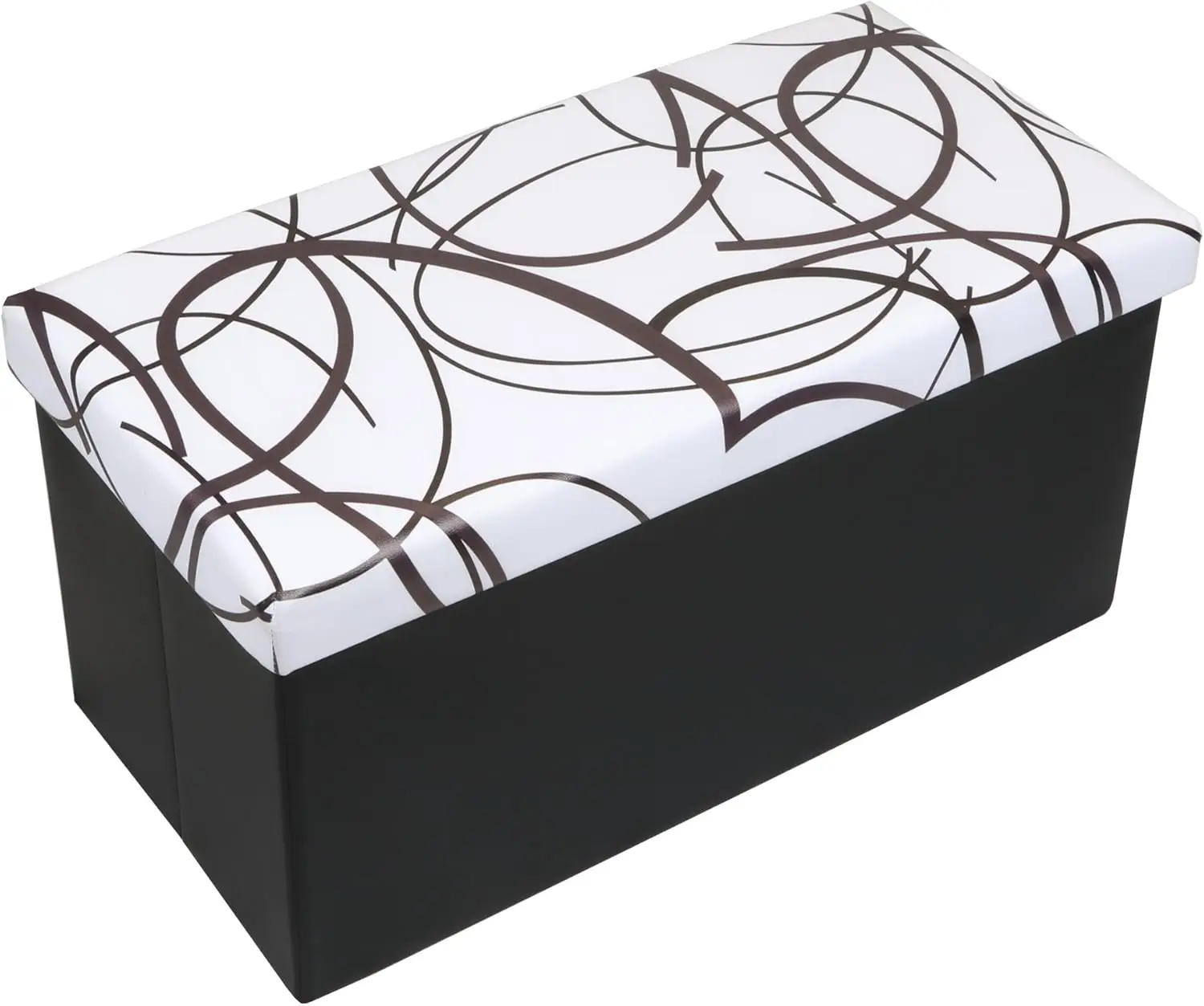 

Folding Toy Box Chest With Memory Foam Seat Faux Leather Trunk Bedroom Ottomans Bench Foot Rest Stool, 30 H, White