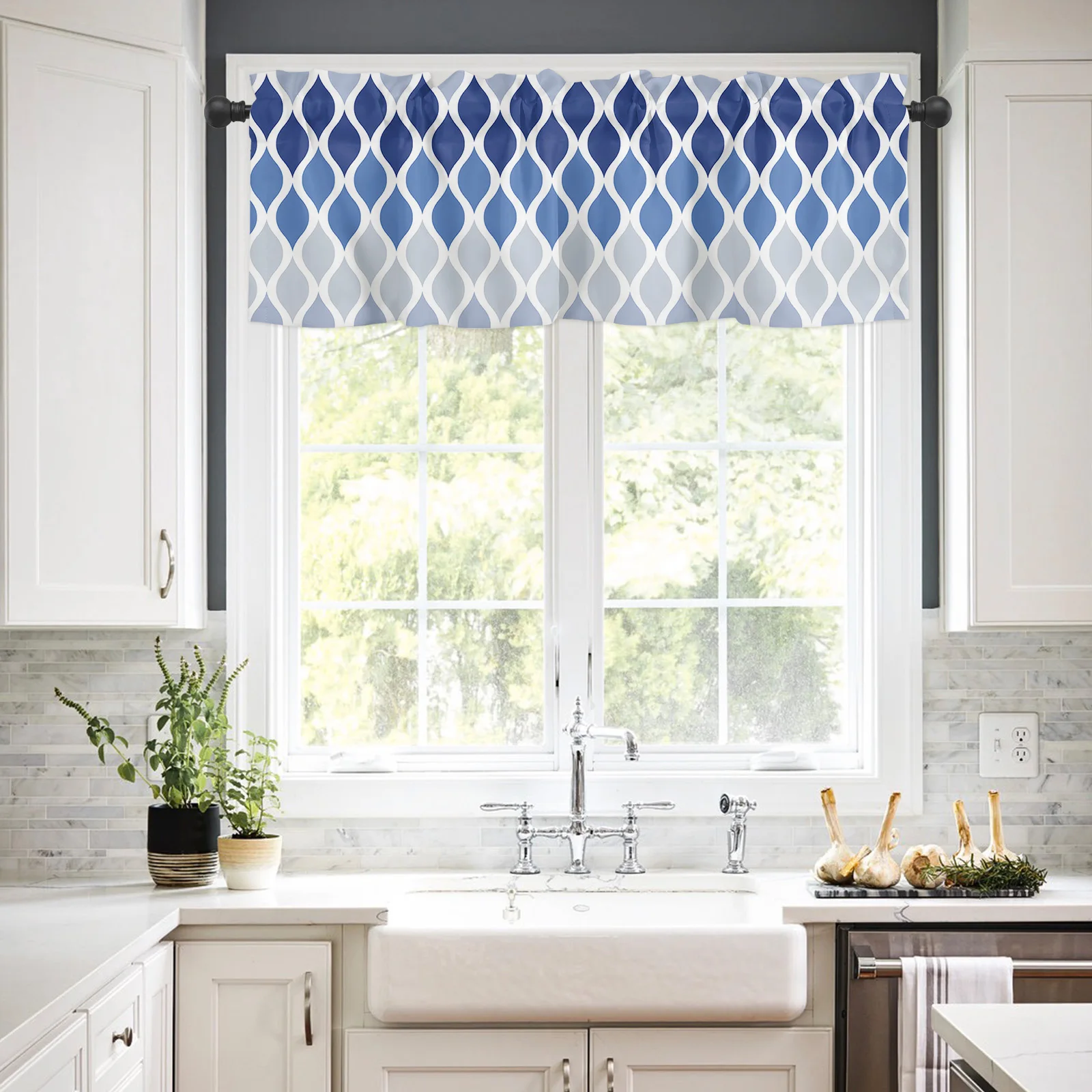 ZEDLIYU Valances for Windows Kitchen Living Room Small Window Valance Morocco Geometry 1 Panel, 42 x 12 Inch