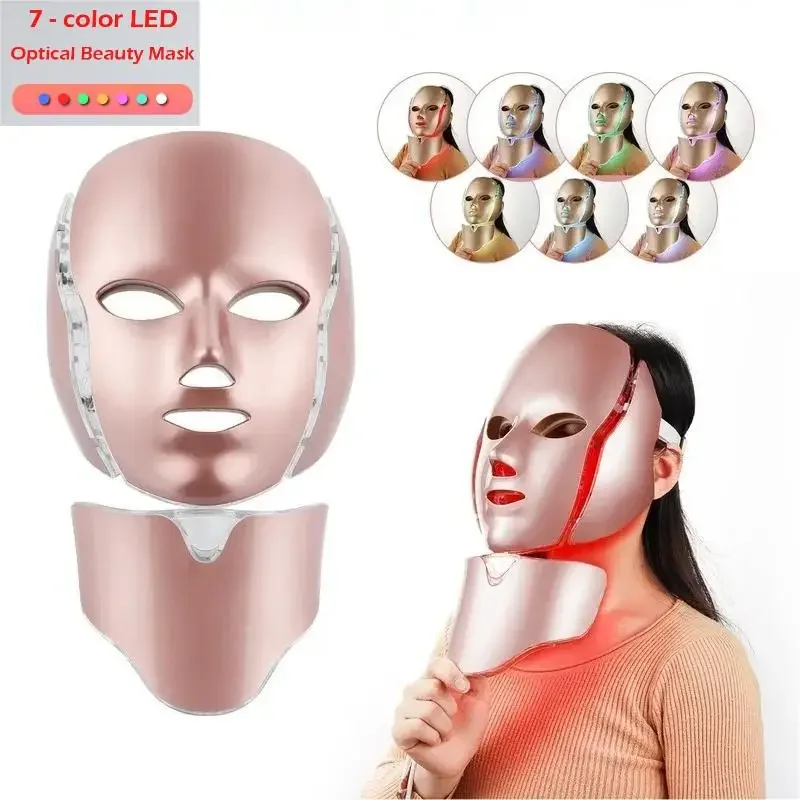 Seven color LED Color Light Mask nuque Beauty Mask photon rajeunissement de la peau acné Light Spot Quantum sr outil de bea