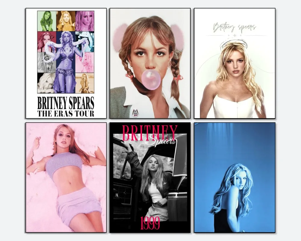 Hot Singer Britney Spears Series Vintage Poster Print Canvas Pictures Home for Living Room Wall Modern Decor Frameless Painting