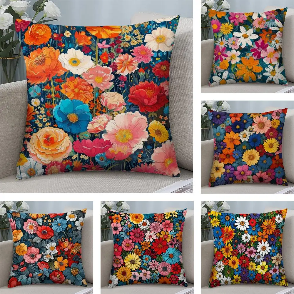 

Classic Floral Pattern Cushion Cover Short Plush Double-sided Print Square Throw Pillow Covers Sofa Home Cushion Decor