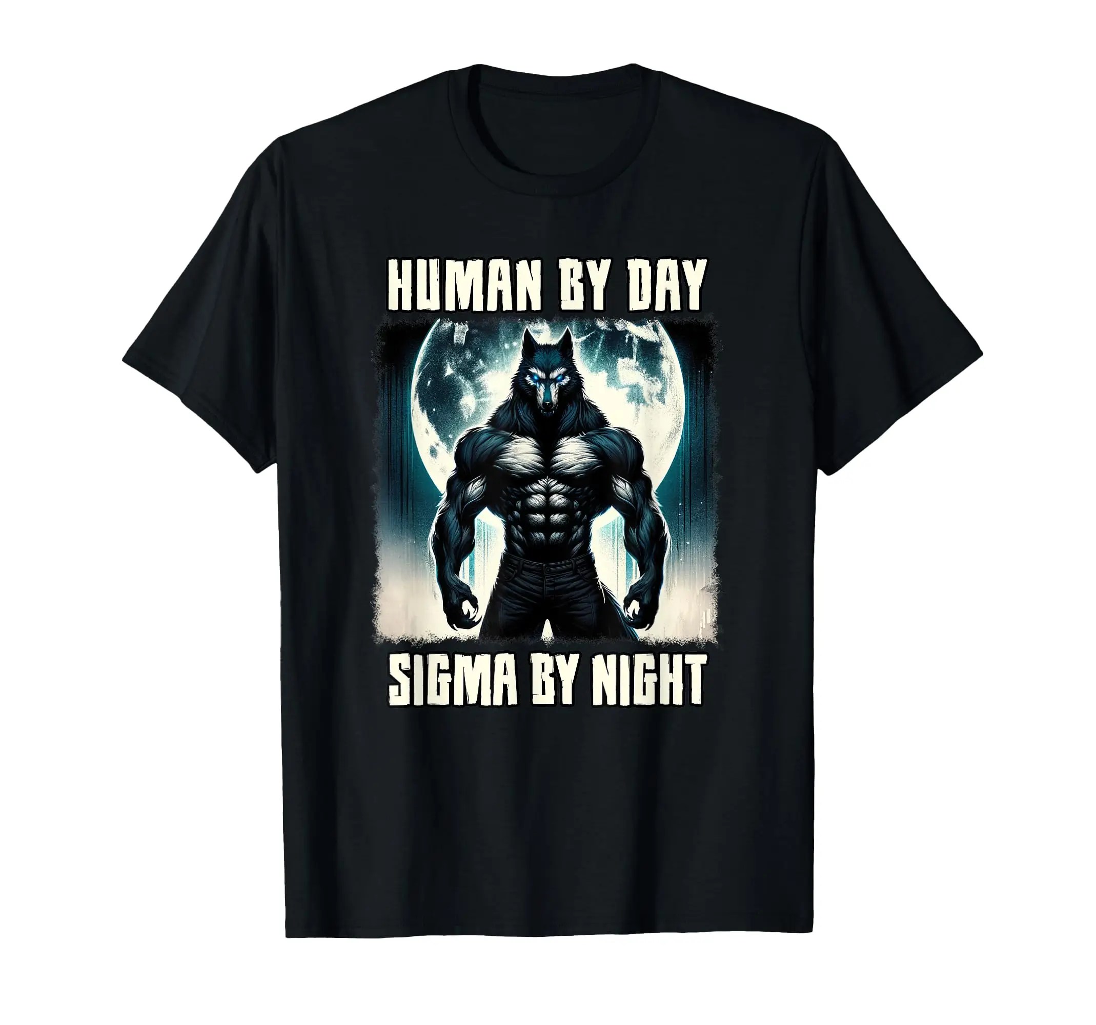 

Hot-Selling Graphic Tee Human By Day Sigma By Night Alpha Wolf T-Shirt Men Abstract Tee Outdoor Sport Shirt