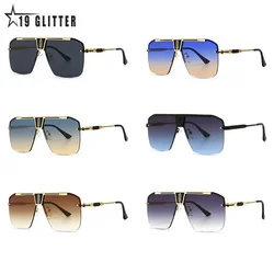 Gradient Square Sunglasses Men Women Trendy Vintage Brand Design Oversized Rimless Sun Glasses For Female Eyewear UV400