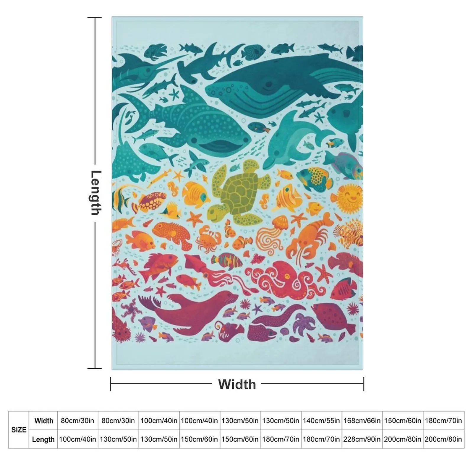 Aquatic Spectrum 2 : light blue Throw Blanket couch cozy soft plush fuzzy picnic outdoor blanket