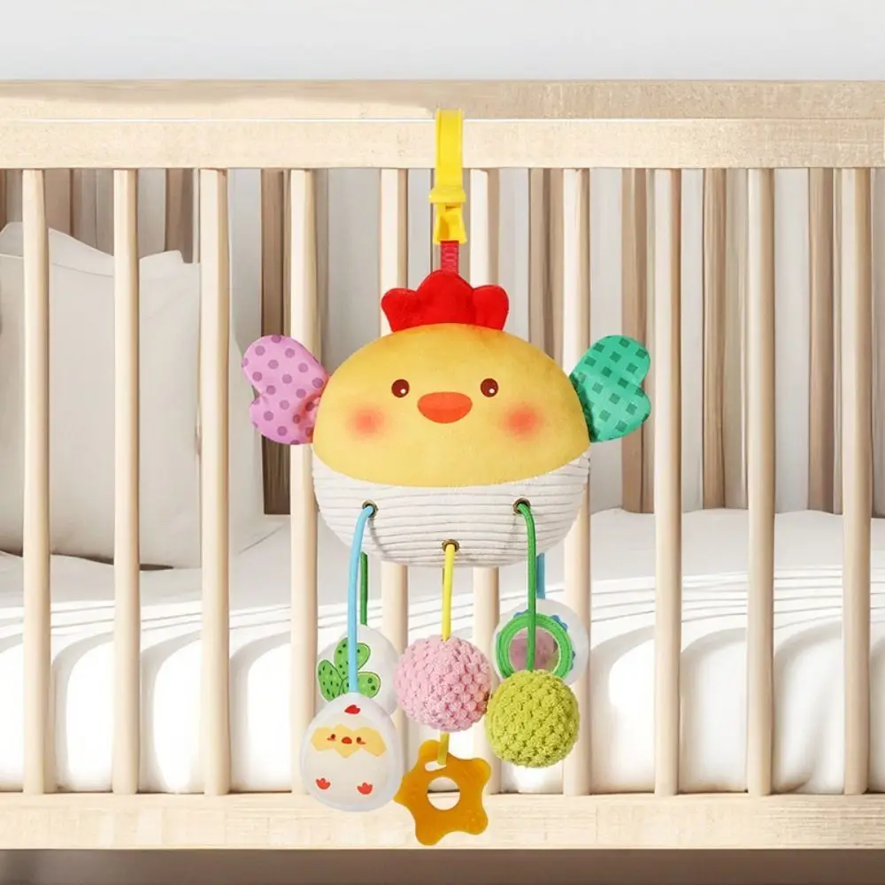 Jouets à ficelle de traction en forme de crabe pour bébé, miroir déformé avec pince, ornements suspendus pour poussette, anneau de dentition confortable au toucher