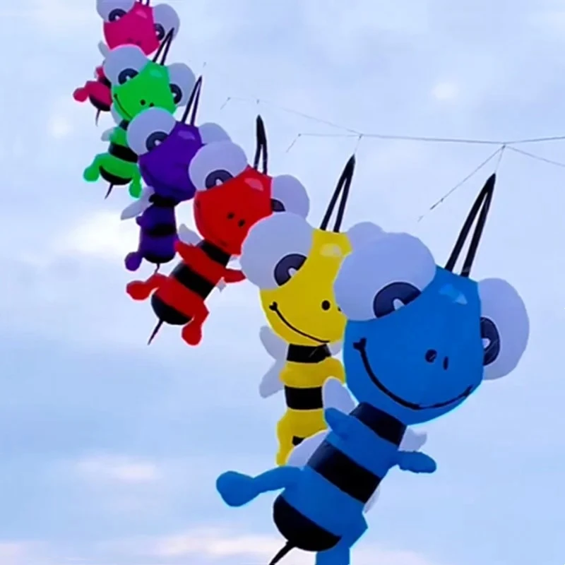 Cerf-volant gonflable en nylon, montre de cerf-volant en forme d'abeille, jouet d'extérieur, corde de cerf-volant, jouets gonflables, corde rotative amusante