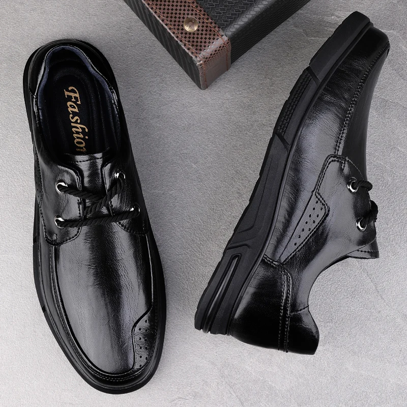 

Men's Business Leather Shoes Classic Gentleman High Quality Office dress and party 37-46 Black Brown shoes luxury Adults