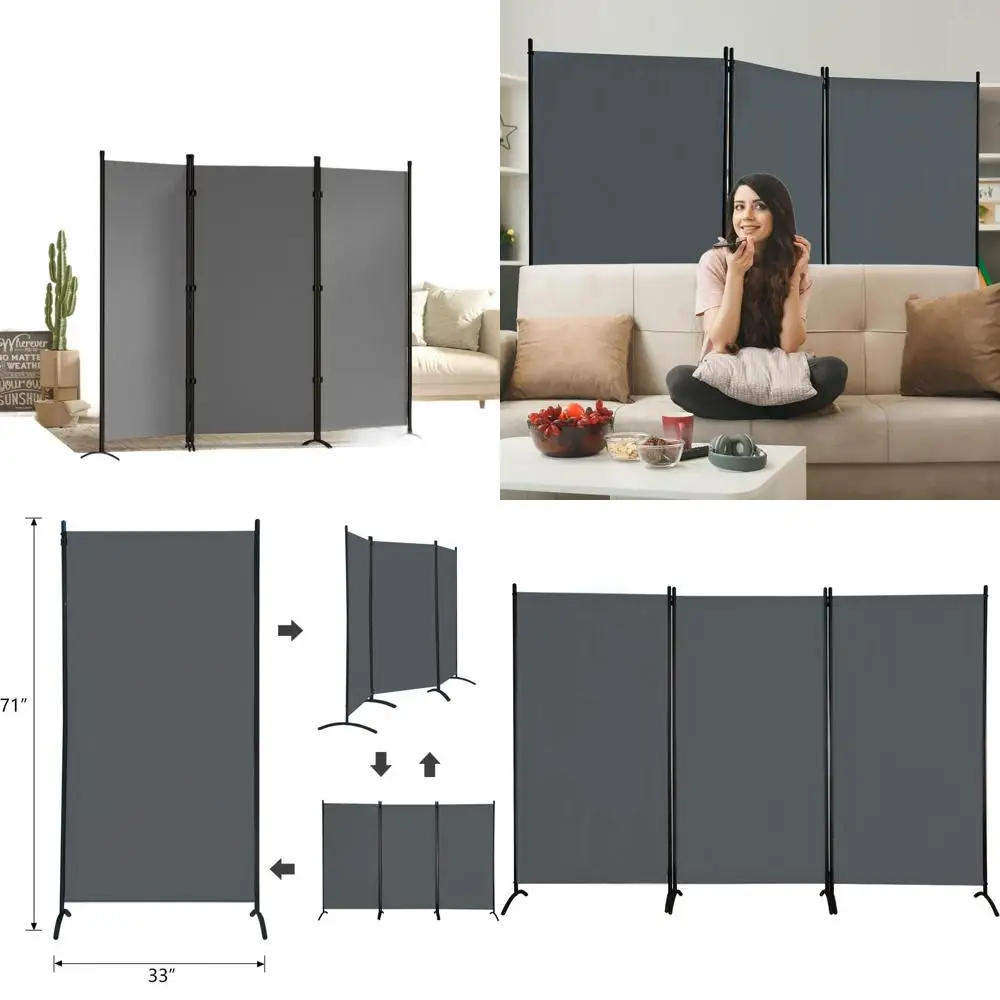 

Широкая 6-панельная тканевая ширма-перегородка (100 дюймов) для зонирования пространства дома, в студии или офисе, серая