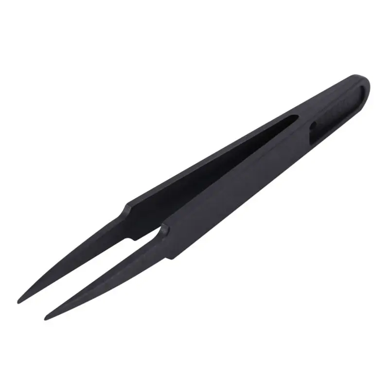 -[33A Tvdae] 18 Pcs Black Plastic Electronic Pointy Tip Anti-Static Tweezers