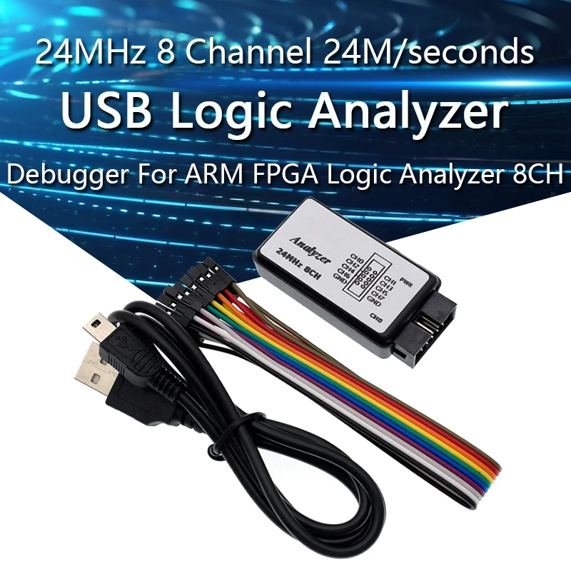 Usb Analisador Lógico Debugger para Arm Fpga Analisador Lógico 24mhz Canais 24m Segundos