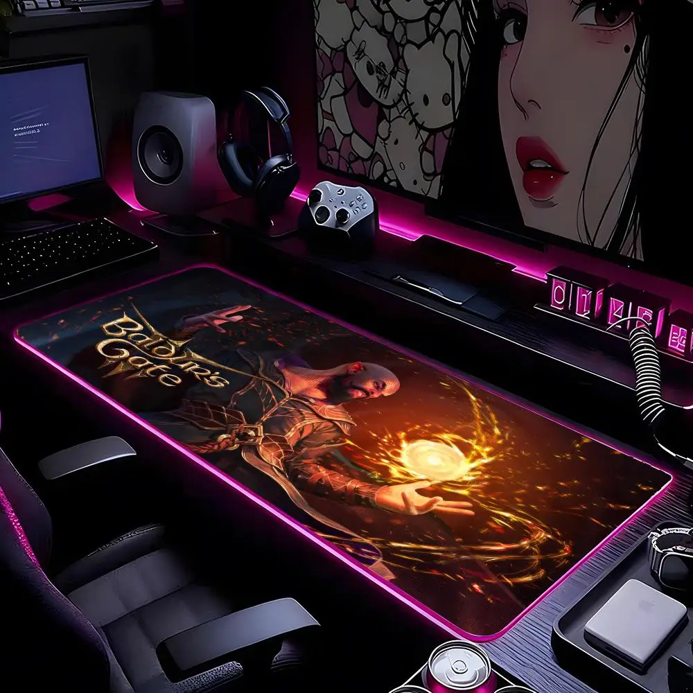 

B-Baldurs Gate 3 Коврик для мыши Коврик для мыши HD Печать Компьютерные геймеры Запирающийся край Нескользящий RGB коврик для мыши XXL90x40 см Клавиатура ПК Стол