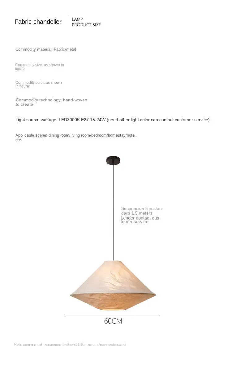 Japanse linnen hanglamp Wabi Sabi kunststof hanglamp voor restaurant, slaapkamer, eetkamer, retro LED papieren hanglamp
