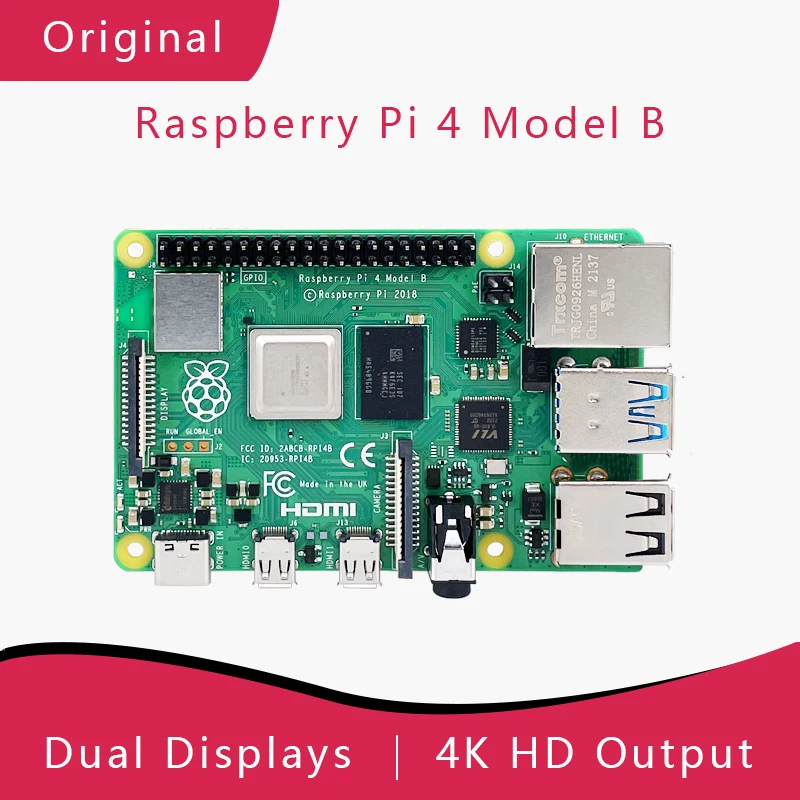 Raspberry Pi 4 Kit 5,6 (металлический чехол + вентилятор + SD-карта 32 ГБ + питание + кабель Micro), плата PI 4B ARM 1 ГБ, 2 ГБ, 4 ГБ, 8 Гб быстрее, чем 3B +