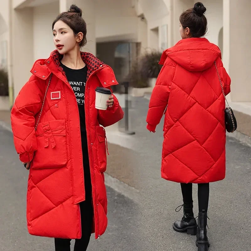 Parkas largas y gruesas para mujer, chaqueta ajustada de algodón, abrigo de nieve, ropa de exterior para invierno, novedad de 2023