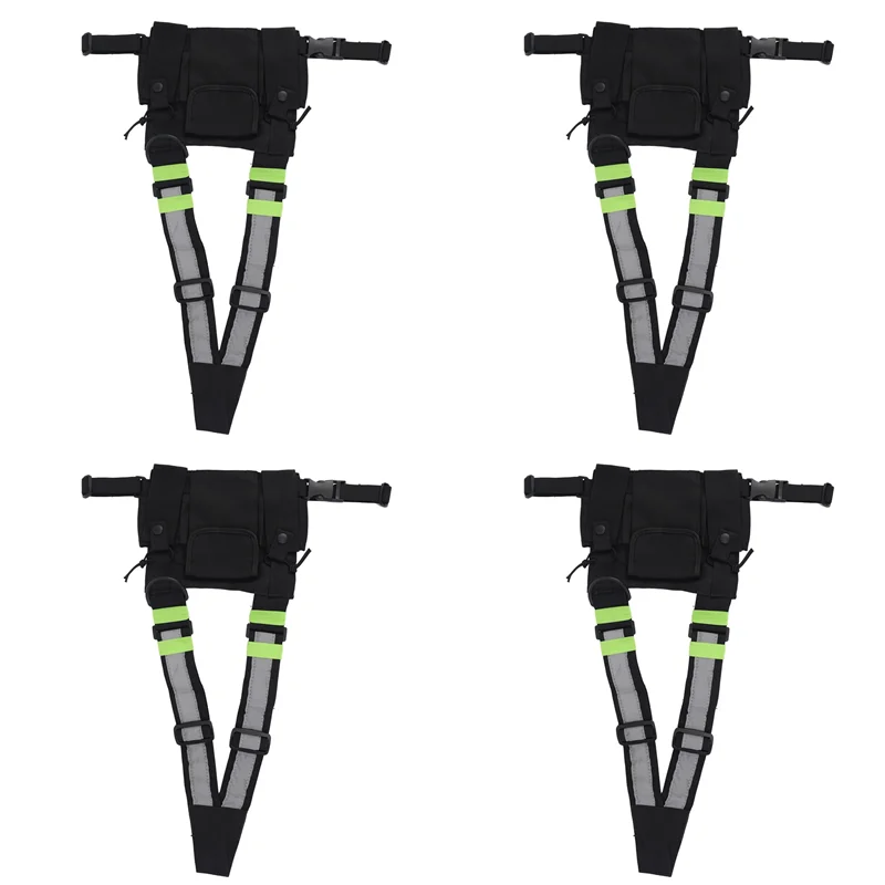 4X Radios Pocket Radio Chest Harness Chest Front Pack Pouch Holster Vest Rig Carry Case For 2 Way Radio Walkie Talkie-A74Z