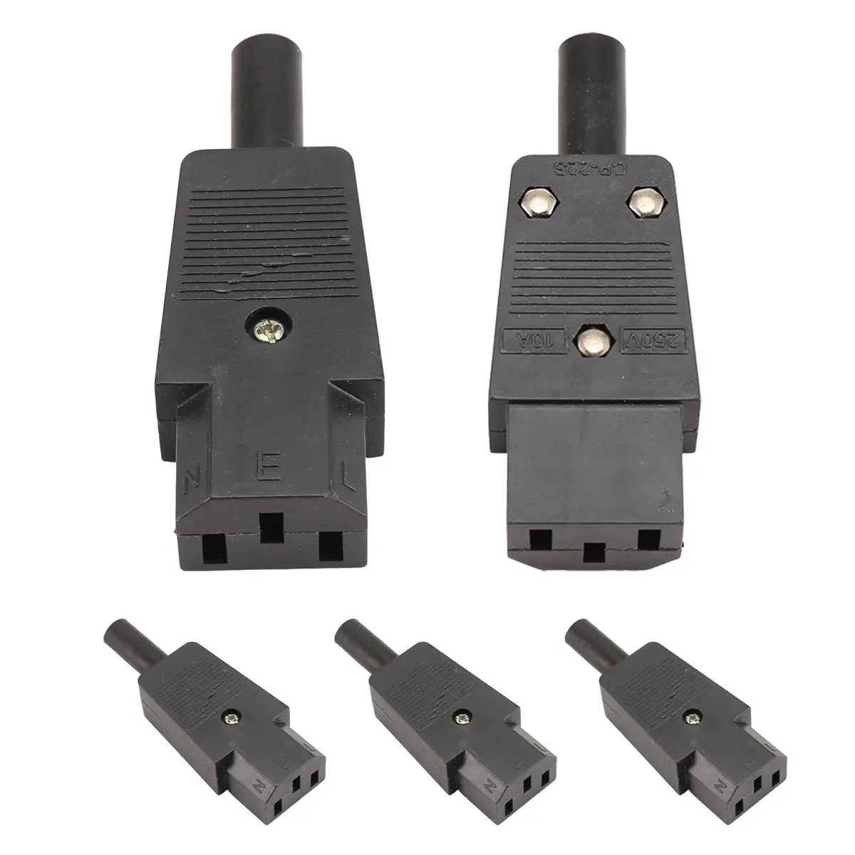SCLS 5PCS IEC 320 C13 Female Plug Adapter 3pin Socket Power Cord Rewirable Connector