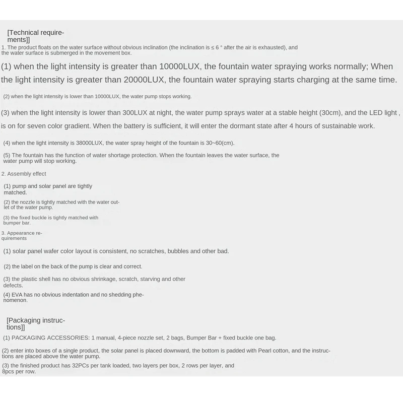 7V/3W น้ําพุพลังงานแสงอาทิตย์ปั๊มไฟ LED พลังงานแสงอาทิตย์เก็บน้ําพุสวนน้ําพุแนวนอน