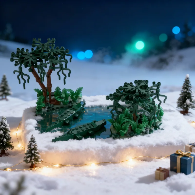 

291pcs MOC Vignette Crocodiles A Swamp Creator Model Building Blocks Construction Christmas Gift Toy Education Brick Birthday