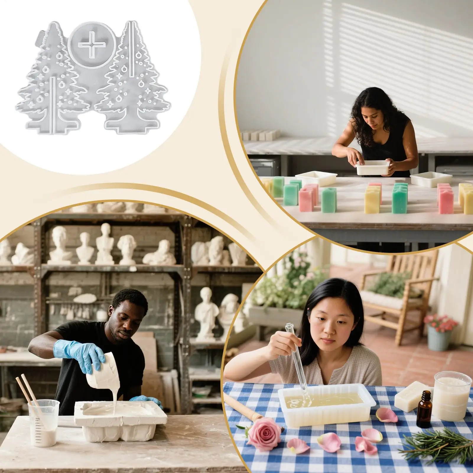 قوالب الراتنج عيد الميلاد شجرة عيد الميلاد شمعة صنع قوالب أدوات صياغة قابلة لإعادة الاستخدام لفن صنع الصابون الجص راتنجات الايبوكسي #5