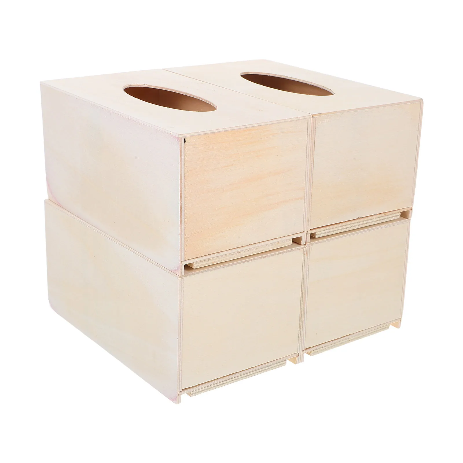 

4pcs Blank Wooden Tissue Box Holder For Clay Crafting Kids Diy Art Material Napkin Storage Container Craft Box Cover