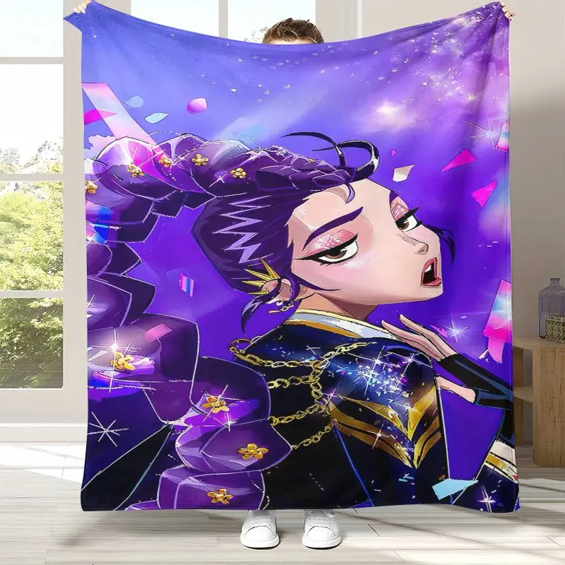 Kpop D-Demon H-Hunters Girl Group Cartoon Soft Flannel Blanket,Cozy Throw Blanket for Bed,Sofa,Living Room,Picnic,,Home Decor