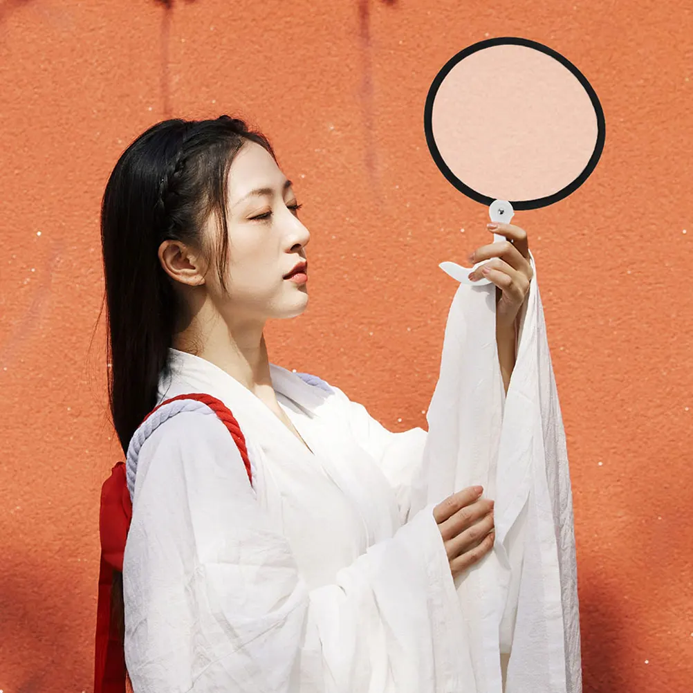 

6 Pcs Folding Fan Foldable Round Decorate Portable Hand Held Cloth Circular Child Handheld