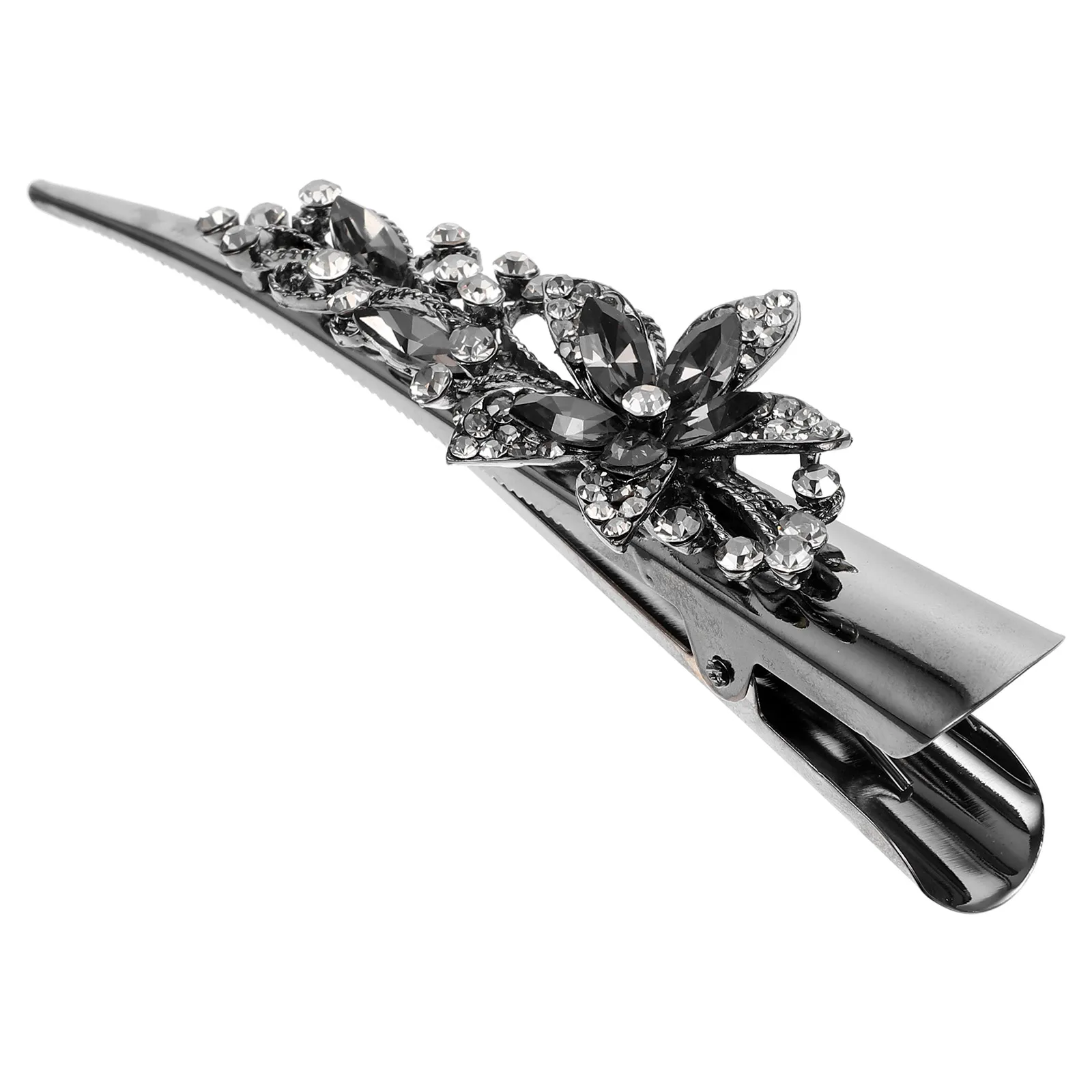 

Retro Rhinestone Hair Clips for Women Large Gray Duckbill Barrettes Alligator Hair Clip Shiny Nonslip Styling Tool