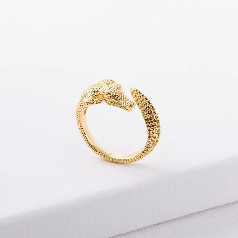 925 Sterling Silver Gold Plated Crocodile Rings for Women Men Fine Jewelry Finger Adjustable Vintage Ring Party Birthday Gift