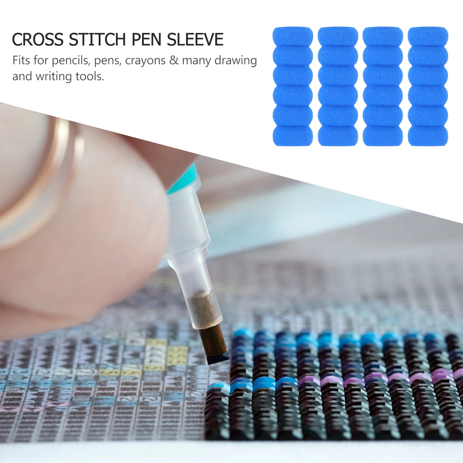 

30pcs Foam Finger Sleeve Comfort Grip Anti-Slip Pen Sleeves For Pencils Pens Crayons Drawing Tools Embroidery Pen Guard Finger