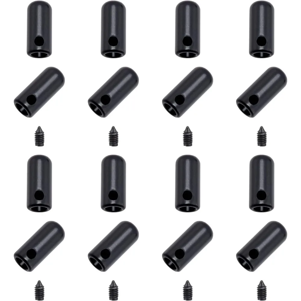 30 juegos de tornillos para cordones, puntas para cordones, extremo negro sin costuras, extremo de repuesto para zapatos deportivos, botas