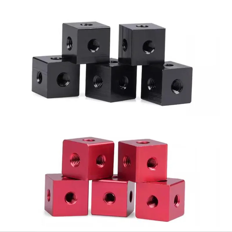 6-Sided M3 M4 M5 M6 Screw Holes Nut Block Aluminum Alloy Locking Connection Square Nut Bracket Fixing Thread Plate Block Cube