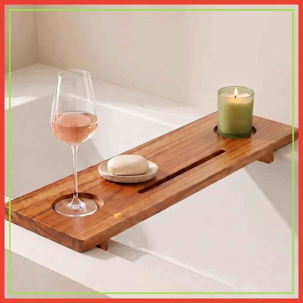 Teak Bathtub Tray for Tub 29" | Wood Bath Tray for Small Tubs | Home Spa Accessory