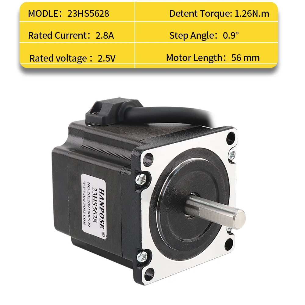 Straight out 1M NEMA 23 Stepper Motor 23HS5628 56mm 2.8A 126N.Cm  for CNC Router Engraving Milling Machine