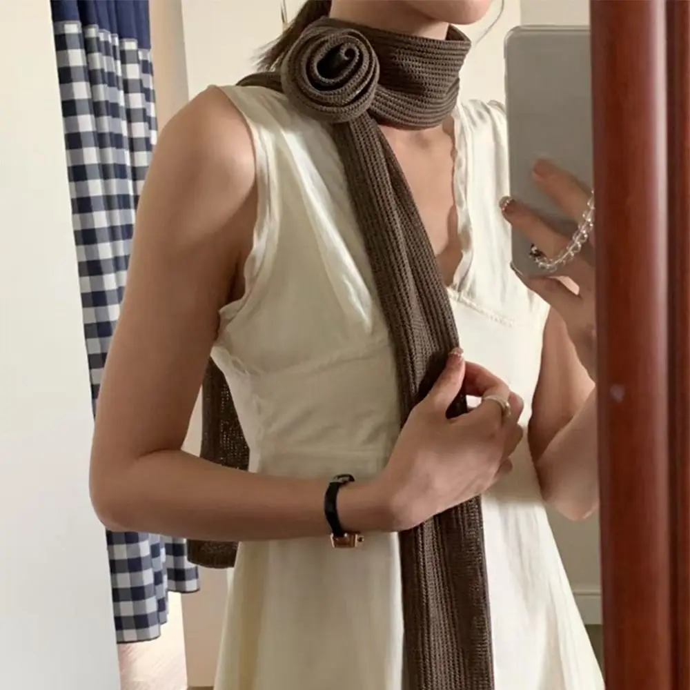 

Cravat Long Scarf Wrap Collocation Clothing Accessories Rose Flower Scarves Neckerchief Decoration Scarf Accessories