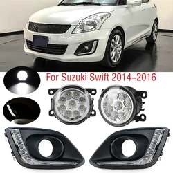 スズキスイフト用2014 2015 2016車のledホワイトフロントバンパーdrl昼間ドライビングランプフォグライトfoglightフォグランプ