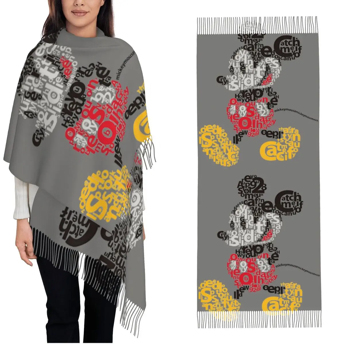 

Disney Mickey Mouse Shawl Wrap Women Winter Warm Large Long Scarf Pashminas Shawl Scarves